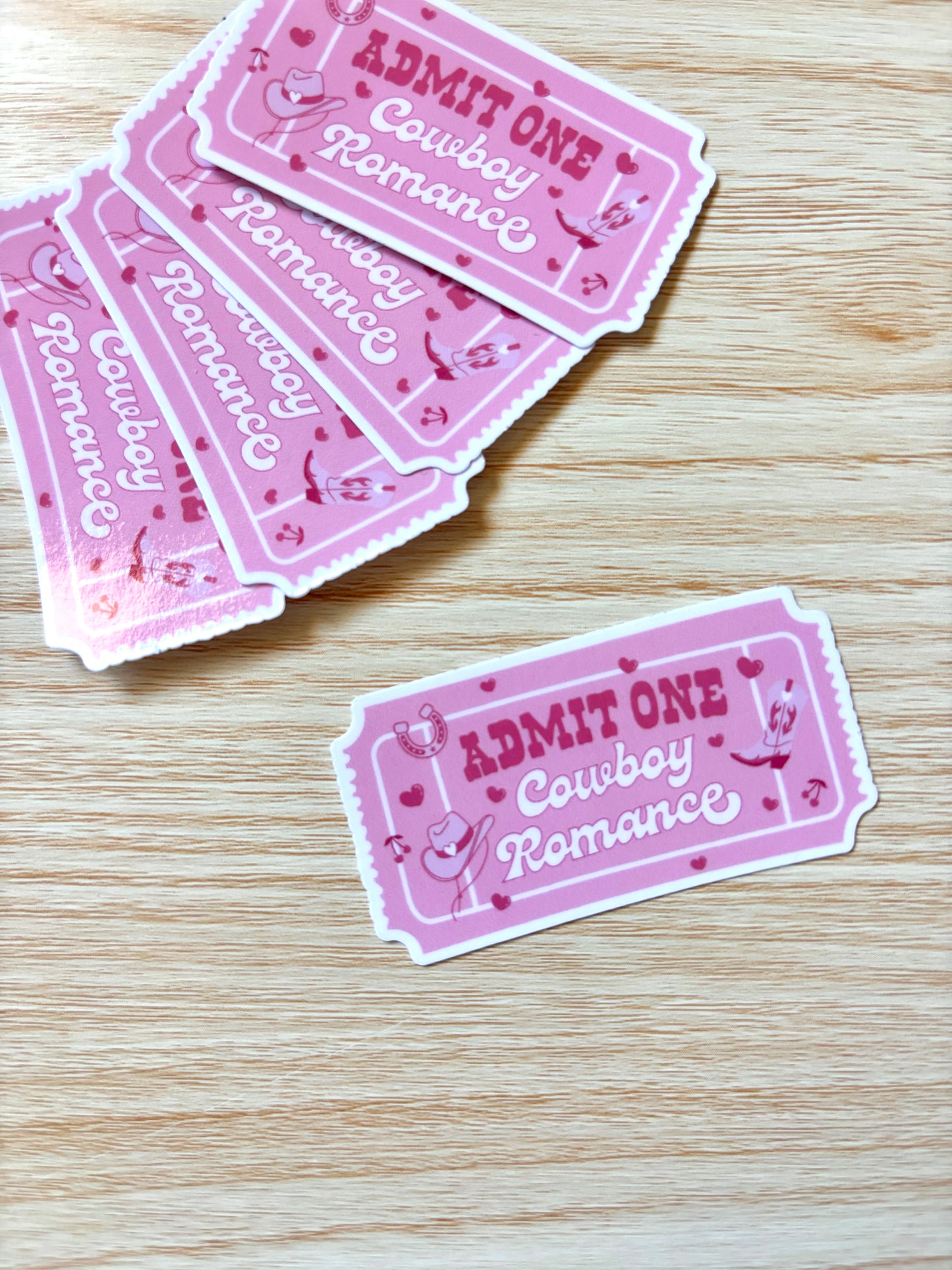 Cowboy romance ticket sticker